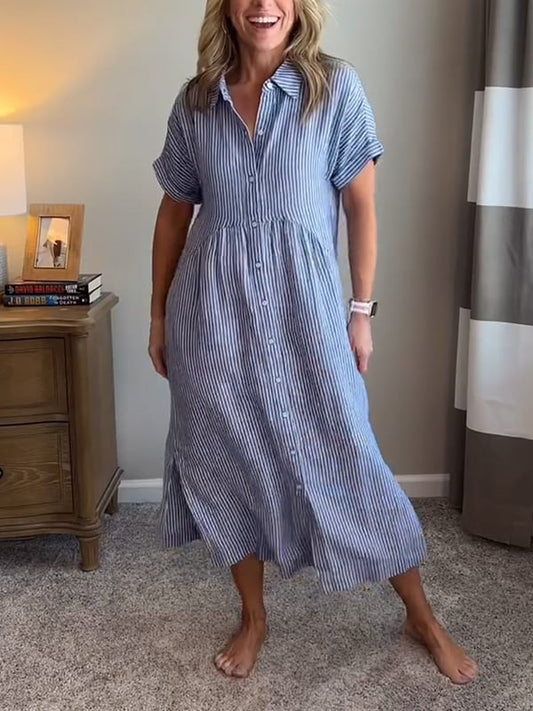 Ellen | Elegant Striped Midi Dress