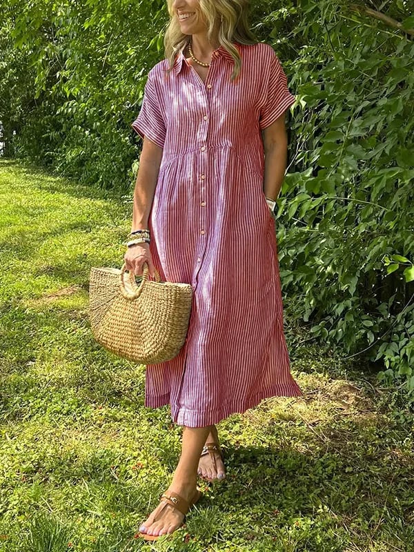 Ellen | Elegant Striped Midi Dress