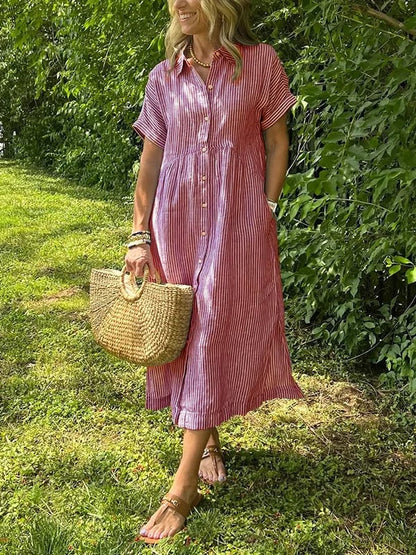 Ellen | Elegant Striped Midi Dress