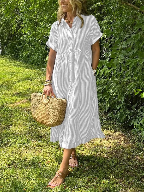 Ellen | Elegant Striped Midi Dress