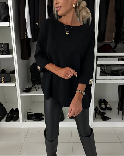 Luciena | Elegant Metal-Button Sweater
