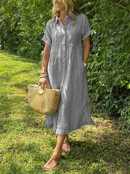 Ellen | Elegant Striped Midi Dress
