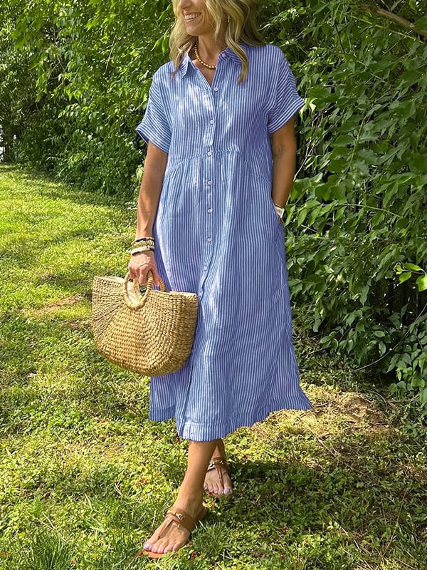 Ellen | Elegant Striped Midi Dress
