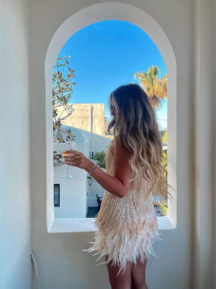 Brielle | Feather Mini Dress