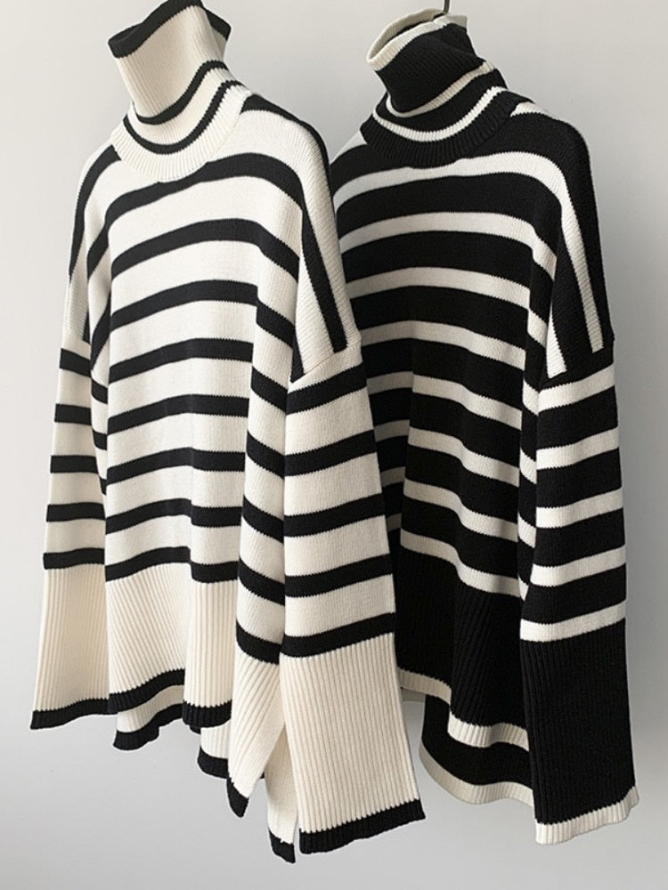 Kylie | Oversized Striped Turtleneck Sweater