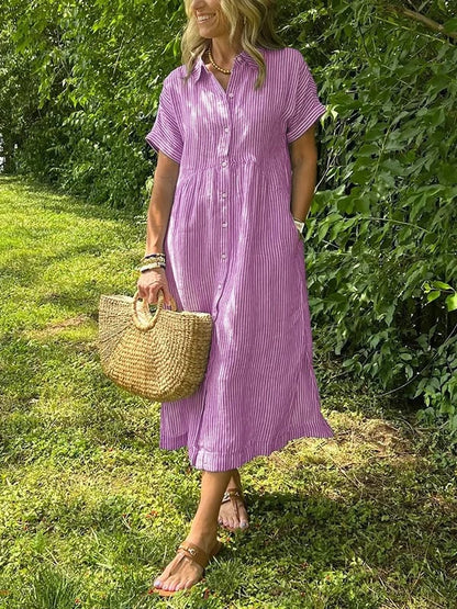 Ellen | Elegant Striped Midi Dress
